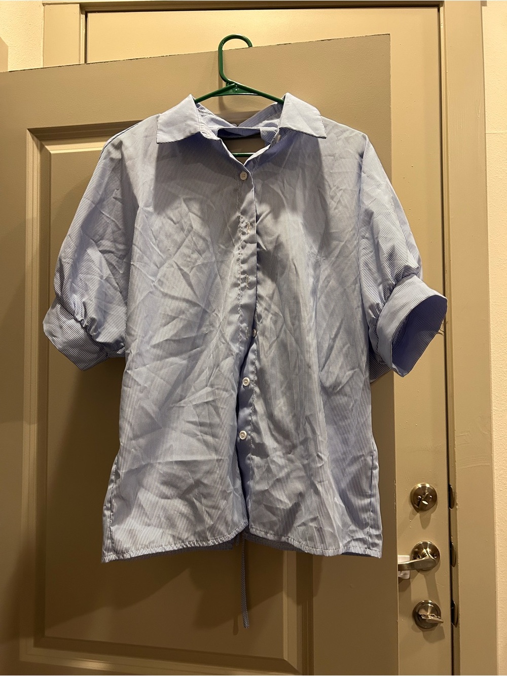 SHEIN Light Blue Striped Women's Button-Up Blouse